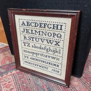 Vintage Style Alphabet Sampler in Brown Frame